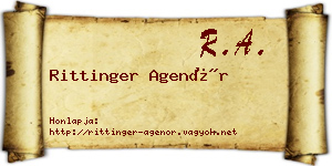 Rittinger Agenór névjegykártya
